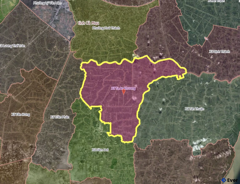 Bản đồ xã Tạ An Khương, Cà Mau sau sáp nhập