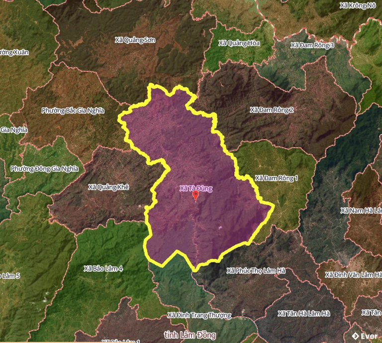 Bản đồ xã Tà Đùng, Lâm Đồng sau sáp nhập