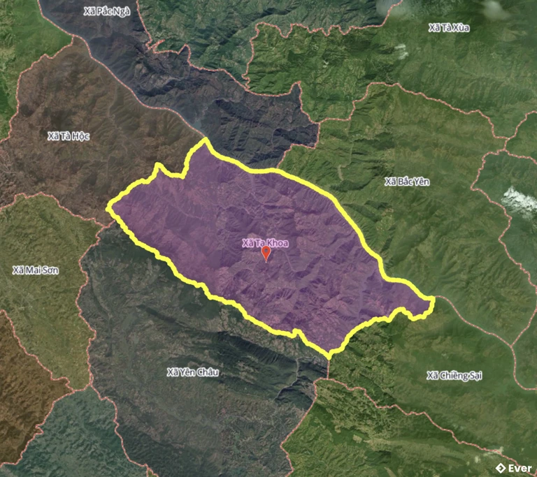 Bản đồ xã Tạ Khoa, Sơn La sau sáp nhập