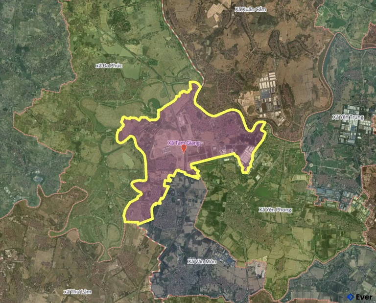 Bản đồ xã Tam Giang, Bắc Ninh sau sáp nhập