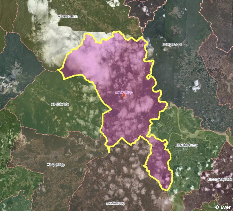 Bản đồ xã Tam Hợp, Nghệ An sau sáp nhập