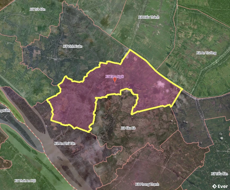 Bản đồ xã Tam Ngãi, Vĩnh Long sau sáp nhập