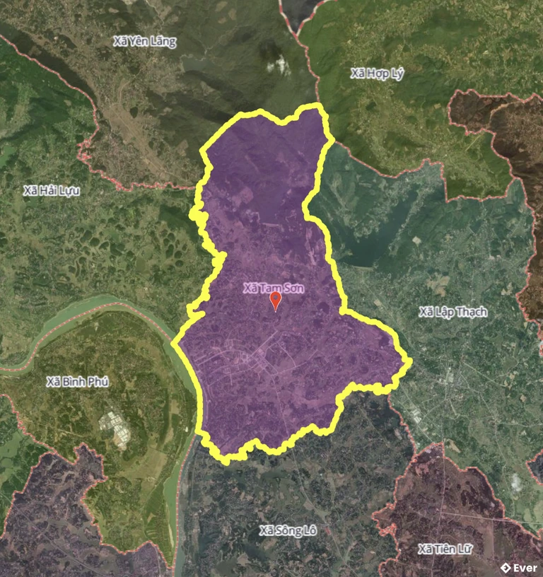 Bản đồ xã Tam Sơn, Bản đồ xã Tam Sơn sau sáp nhập, Bản đồ quy hoạch xã Tam Sơn