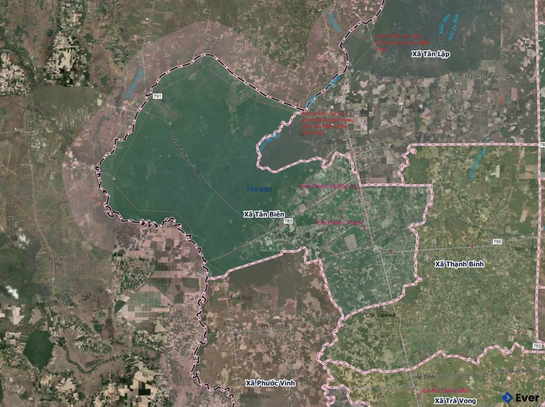 Bản đồ xã Tân Biên, Tây Ninh sau sáp nhập