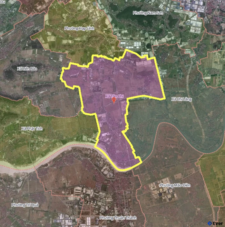 Bản đồ xã Tân Chi, Bắc Ninh sau sáp nhập