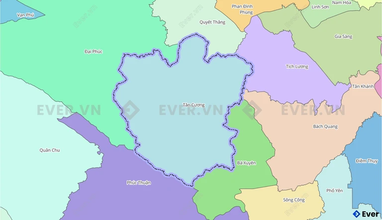 Bản đồ xã Tân Cương, Thái Nguyên sau sáp nhập