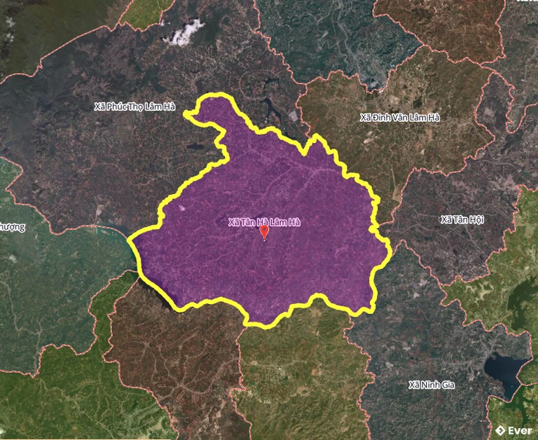 Bản đồ xã Tân Hà Lâm Hà, Lâm Đồng sau sáp nhập