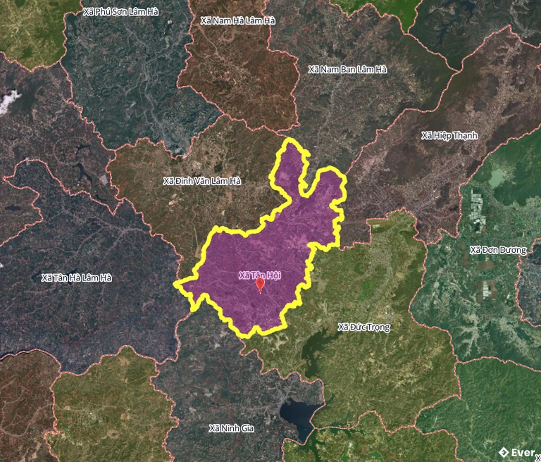 Bản đồ xã Tân Hội, Lâm Đồng sau sáp nhập