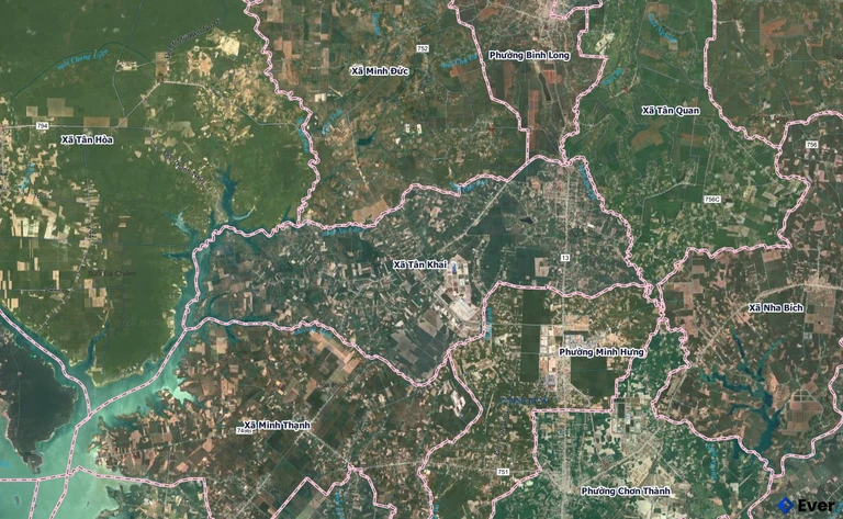 Bản đồ xã Tân Khai, Đồng Nai sau sáp nhập