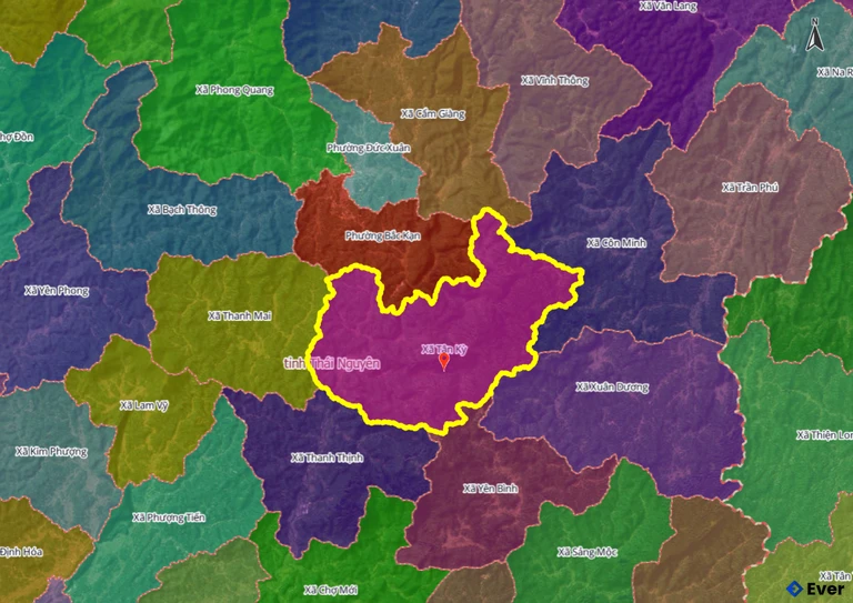 Bản đồ xã Tân Kỳ, Thái Nguyên sau sáp nhập