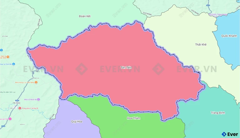 Bản đồ xã Tân tiến sau sáp nhập