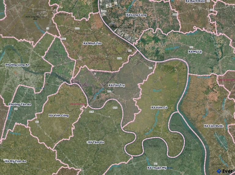 Bản đồ xã Tân Trụ, Tây Ninh sau sáp nhập