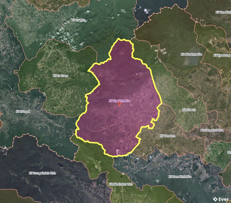 Bản đồ xã Tây Ninh Hòa sau sáp nhập