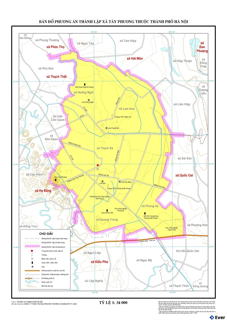 Bản đồ xã Tây Phương, Hà Nội sau sáp nhập
