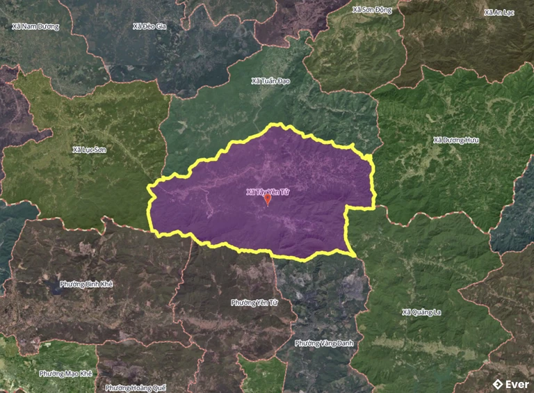 Bản đồ xã Tây Yên Tử, Bắc Ninh sau sáp nhập