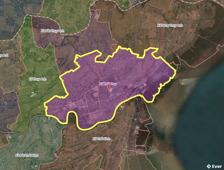 Bản đồ xã Thái Thụy, Hưng Yên sau sáp nhập