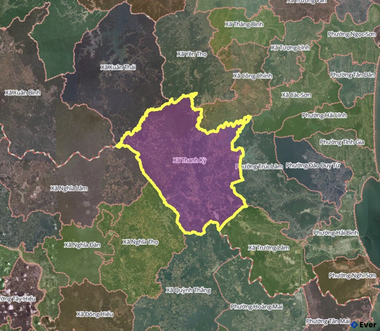 Bản đồ xã Thanh Kỳ, Thanh Hóa sau sáp nhập