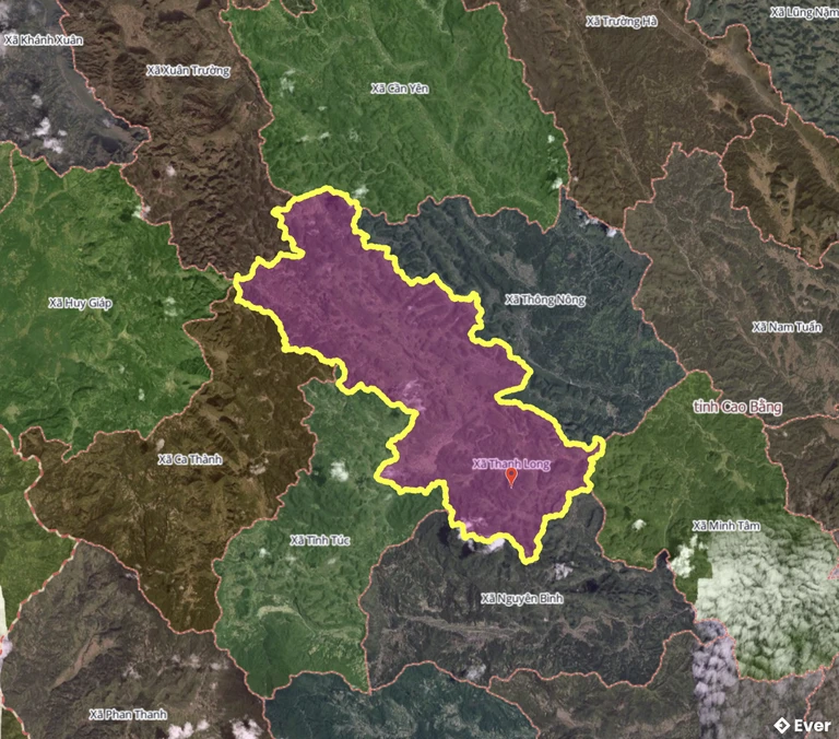 Bản đồ xã Thanh Long, Cao Bằng sau sáp nhập