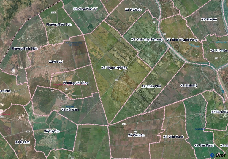 Bản đồ xã Thạnh Mỹ Tây sau sáp nhập