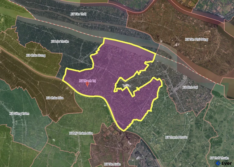 Bản đồ xã Thạnh Trị, Vĩnh Long sau sáp nhập