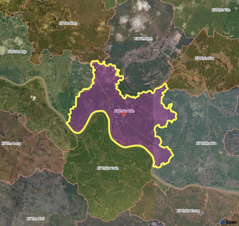 Bản đồ xã Thiệu Tiến, Thanh Hóa sau sáp nhập