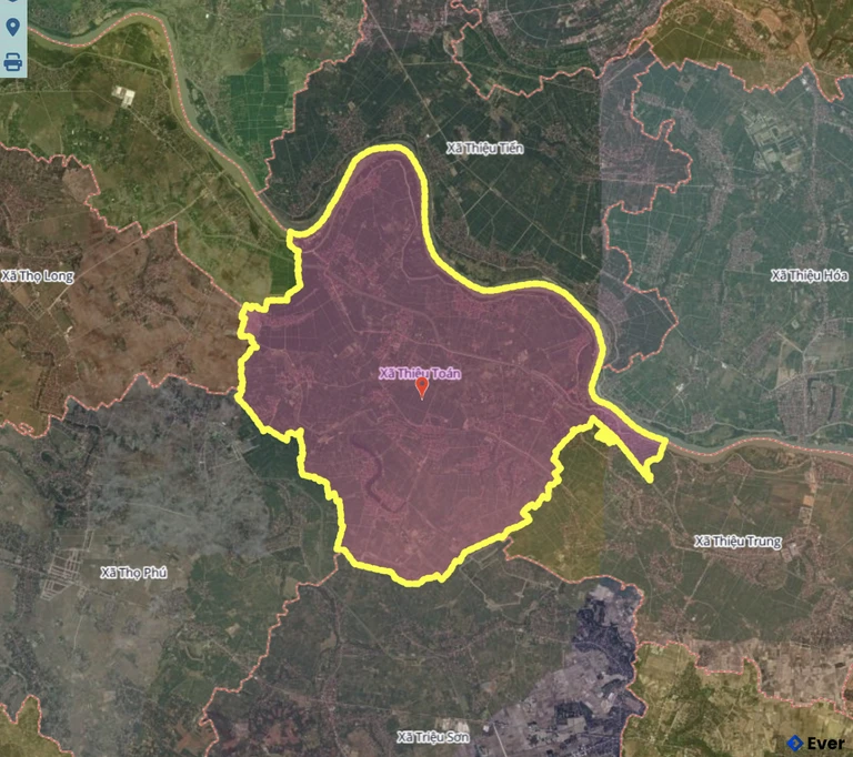 Bản đồ xã Thiệu Toán, Thanh Hóa sau sáp nhập