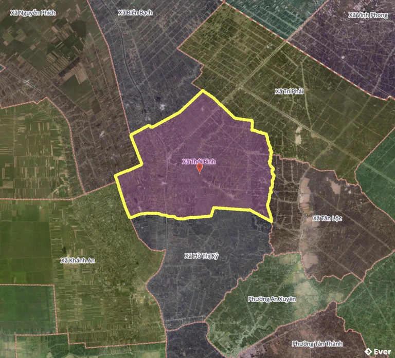 Bản đồ xã Thới Bình, Cà Mau sau sáp nhập