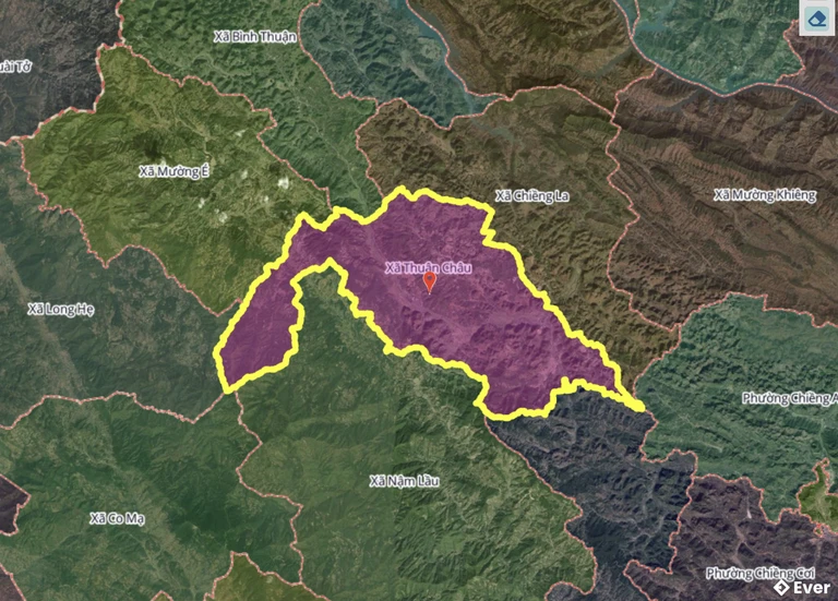 Bản đồ xã Thuận Châu, Sơn La sau sáp nhập