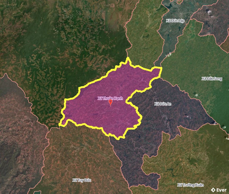 Bản đồ xã Thuận Hạnh, Lâm Đồng sau sáp nhập