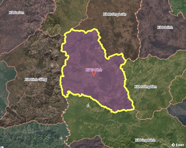 Bản đồ xã Tìa Dình, Điện Biên sau sáp nhập
