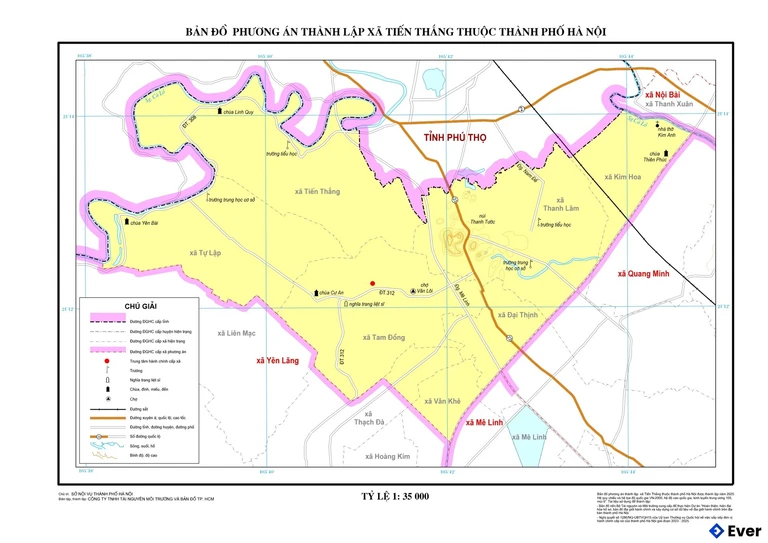 Bản đồ xã Tiến Thắng, Hà Nội sau sáp nhập