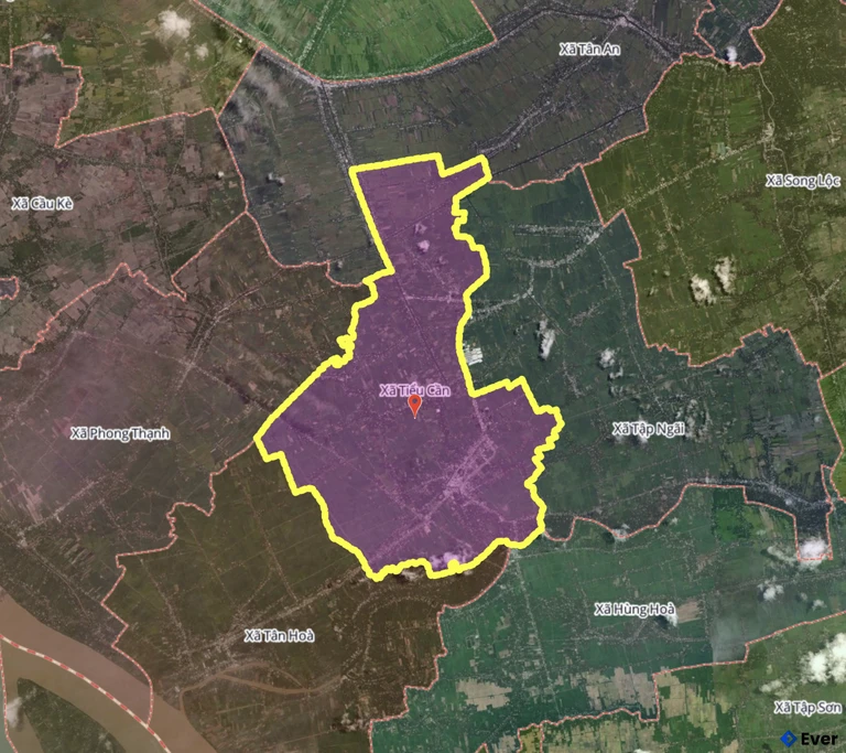 Bản đồ xã Tiểu Cần, Vĩnh Long sau sáp nhập