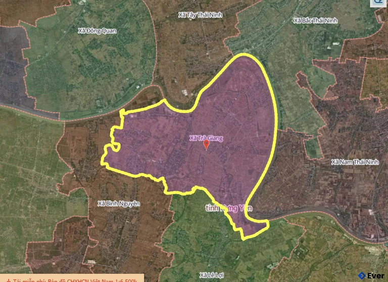 Bản đồ xã Trà Giang, Hưng Yên sau sáp nhập