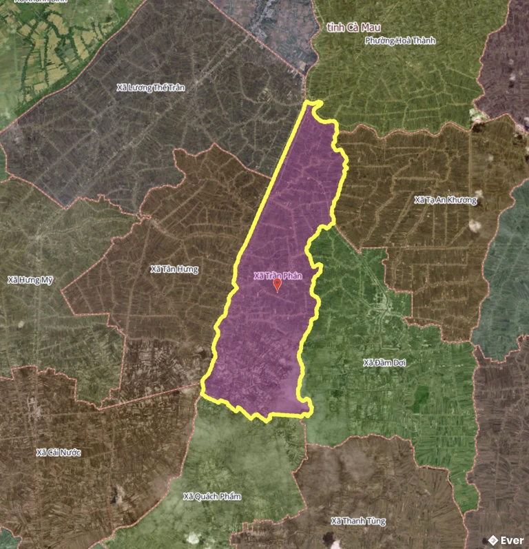 Bản đồ xã Trần Phán, Cà Màu sau sáp nhập