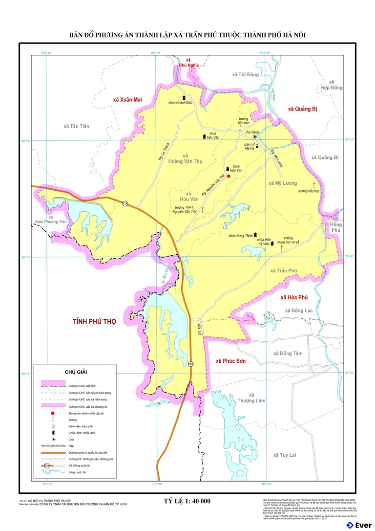 Bản đồ xã Trần Phú, Hà Nội sau sáp nhập