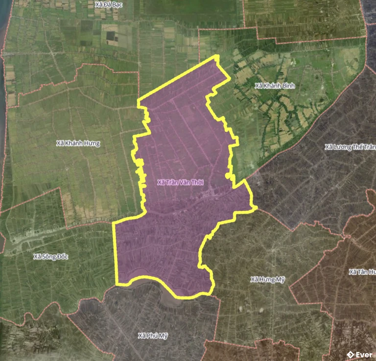 Bản đồ xã Trần Văn Thời, Cà Mau sau sáp nhập