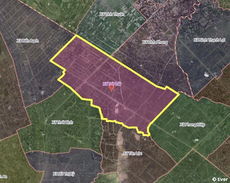 Bản đồ xã Trí Phải, Cà Mau sau sáp nhập