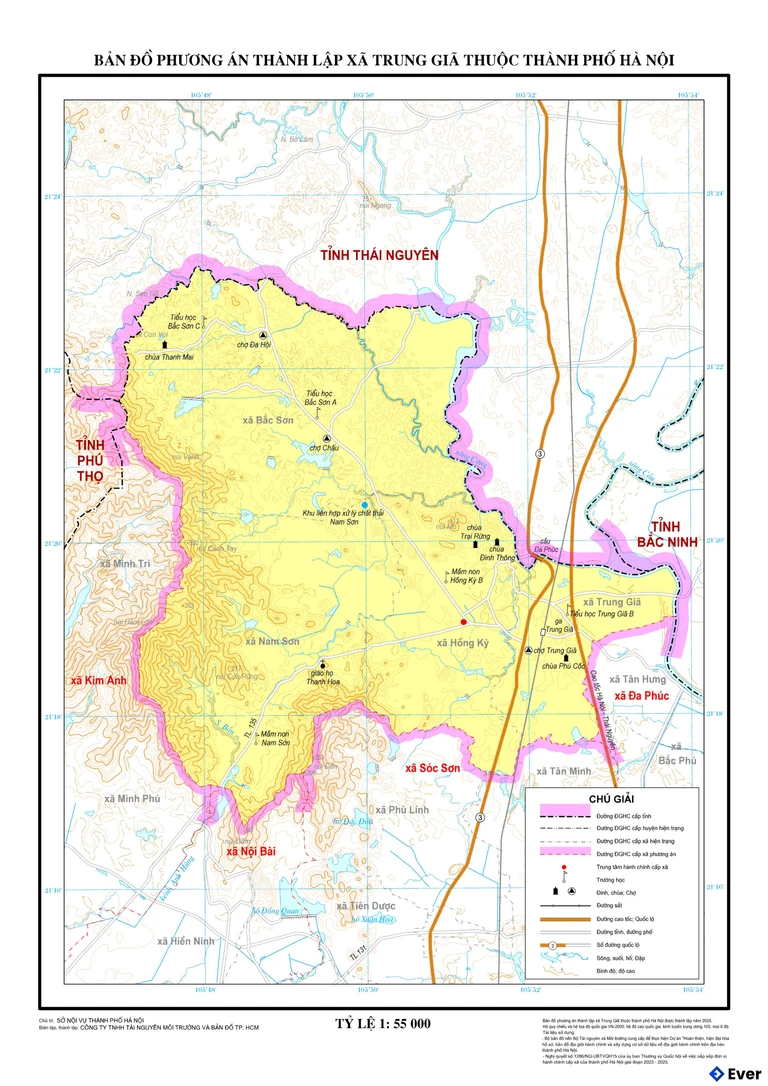 Bản đồ xã Trung Giã, Hà Nội sau sáp nhập