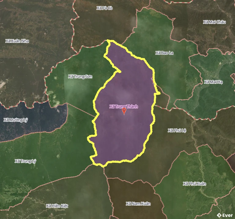 Bản đồ xã Trung Thành, Thanh Hóa sau sáp nhập