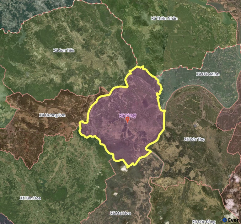 Bản đồ xã Tứ Mỹ, Hà Tĩnh sau sáp nhập