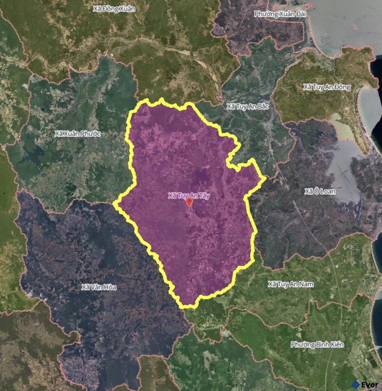 Bản đồ xã Tuy An Tây, Đắk Lắk sau sáp nhập