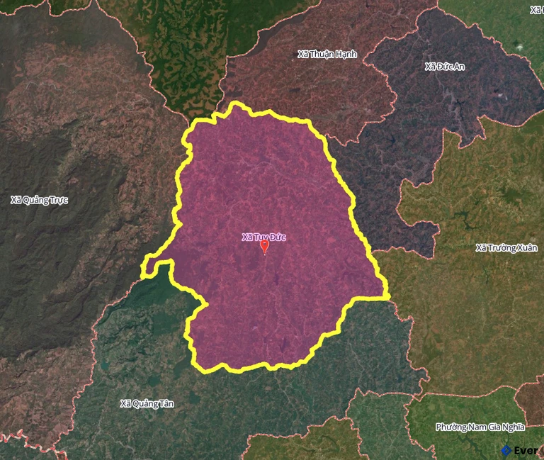 Bản đồ xã Tuy Đức, Lâm Đồng sau sáp nhập