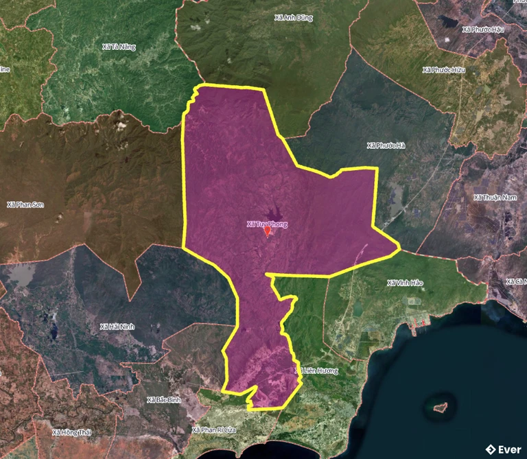 Bản đồ xã Tuy Phong sau sáp nhập