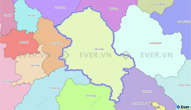 Bản đồ xã Văn Chấn sau sáp nhập