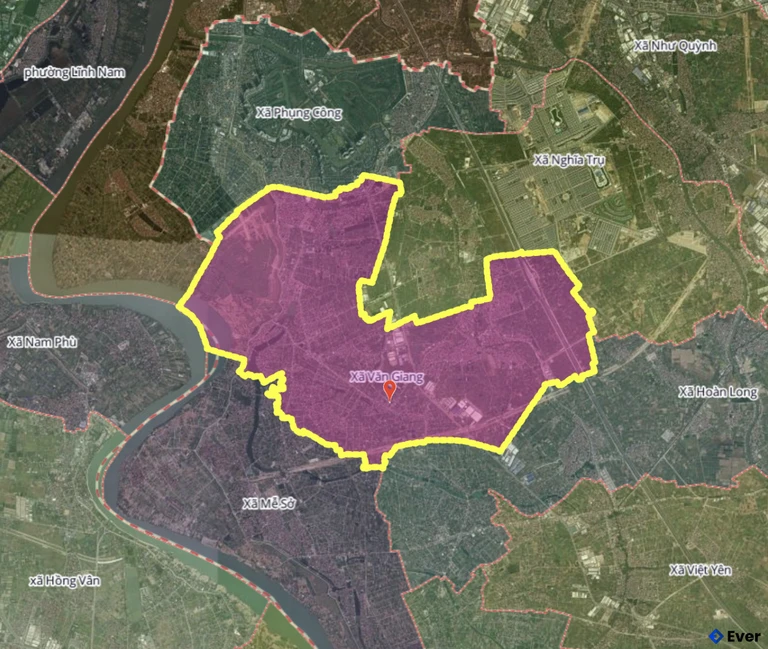 Bản đồ xã Văn Giang, Hưng Yên sau sáp nhập