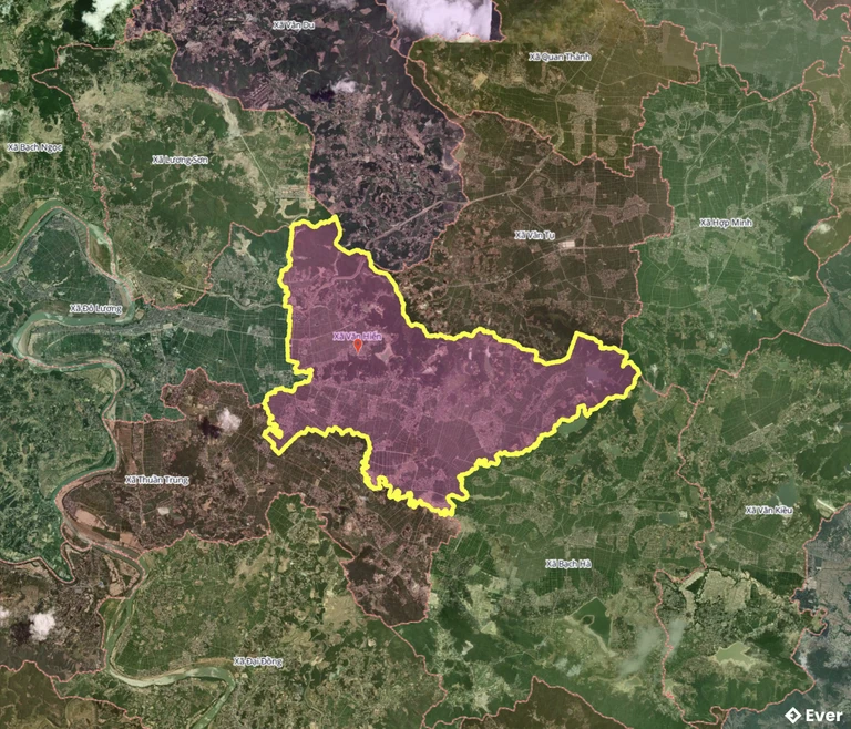 Bản đồ xã Văn Hiến, Nghệ An sau sáp nhập