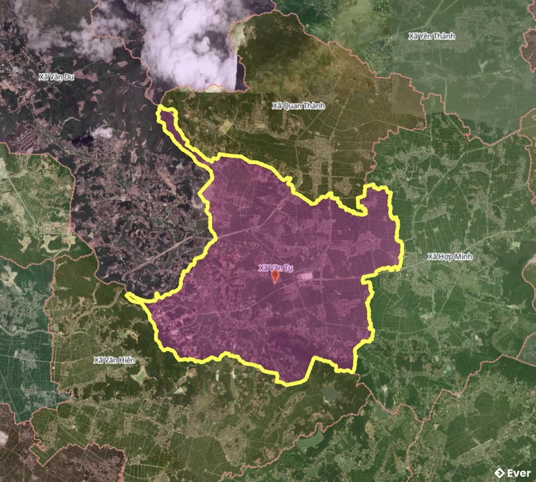 Bản đồ xã Vân Tụ, Nghệ An sau sáp nhập