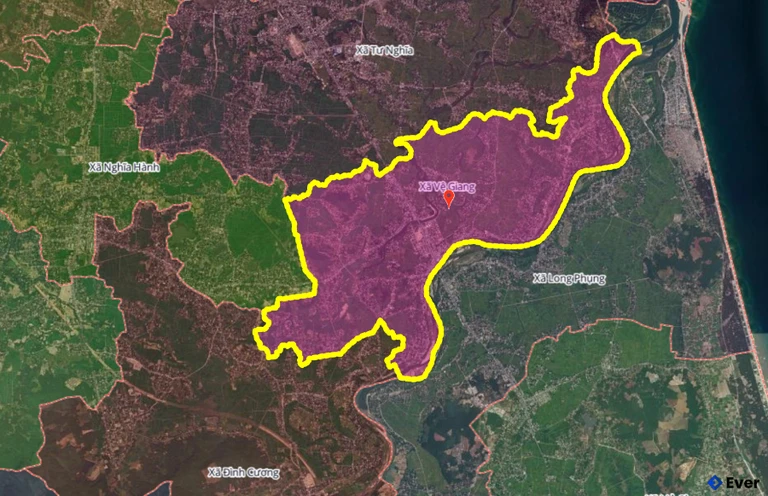 Bản đồ xã Vệ Giang, Quảng Ngãi sau sáp nhập