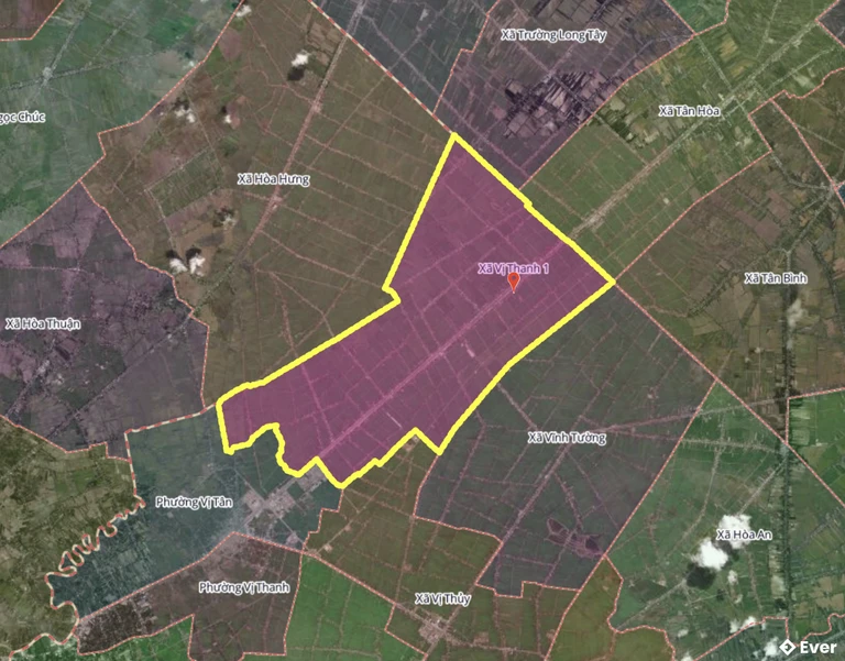 Bản đồ xã Vị Thạnh 1, Cần Thơ sau sáp nhập