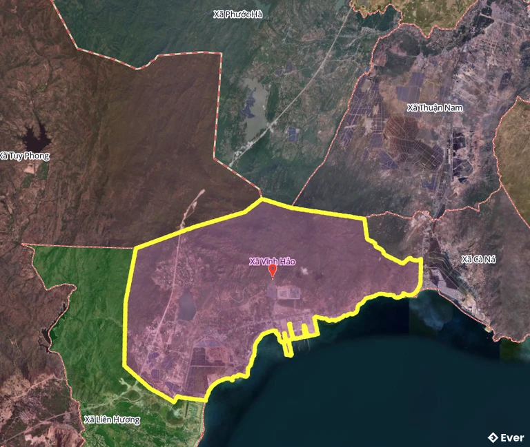 Bản đồ xã Vĩnh Hảo, Lâm Đồng sau sáp nhập